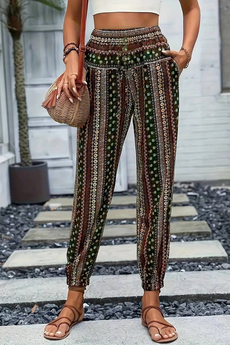 CWBLP2069_BOHO PRINT ELASTIC WAIST DRAPED JOGGER PANTS