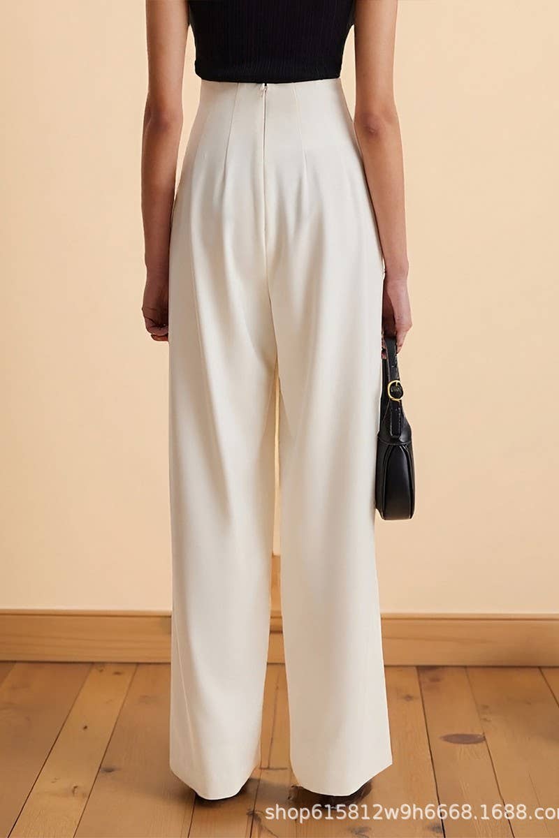 CWBLP2191_ASYMMETRICAL WAIST HIGH RISE WIDE LEG PANTS