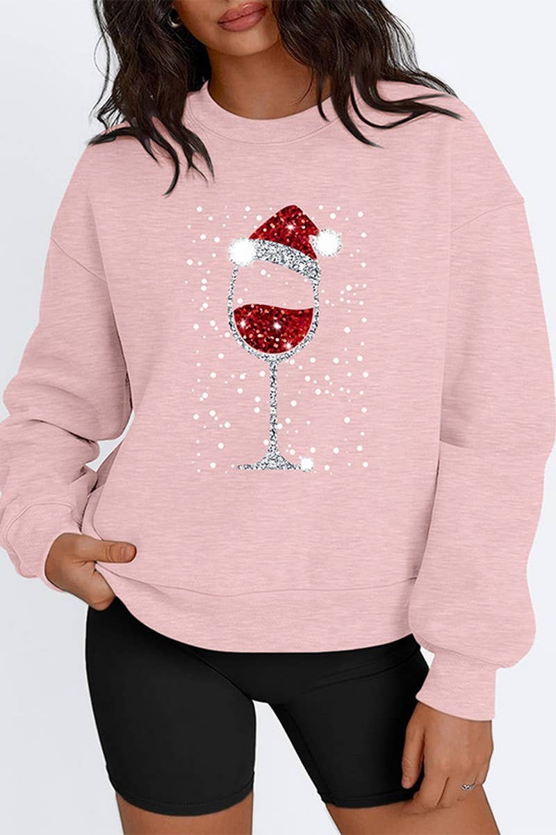 CWTBLL2464_ROUND NECK PRINTED CHRISTMAS SWEATSHIRT