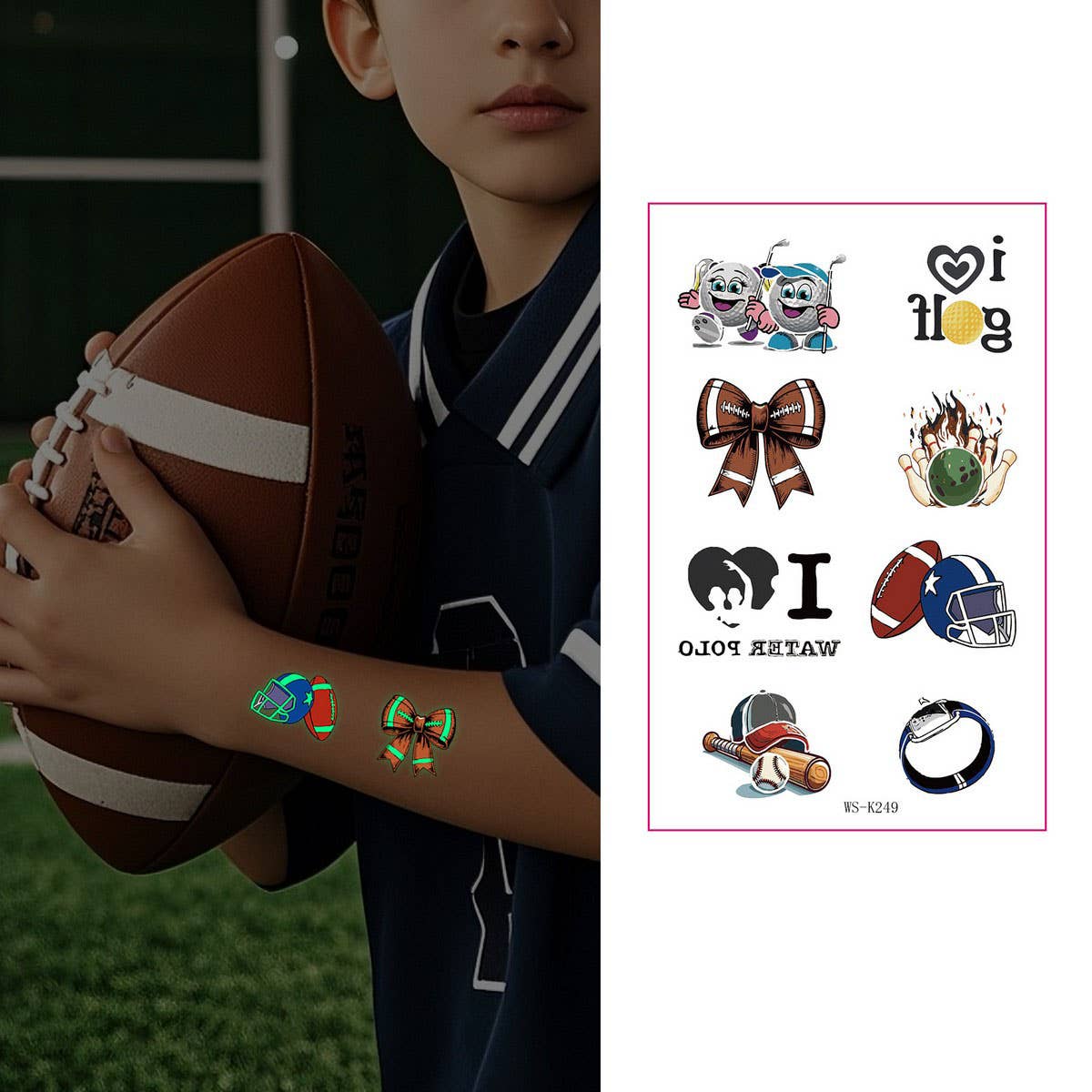 Glow in the Dark Sport Tattoos ? Sweatproof Set