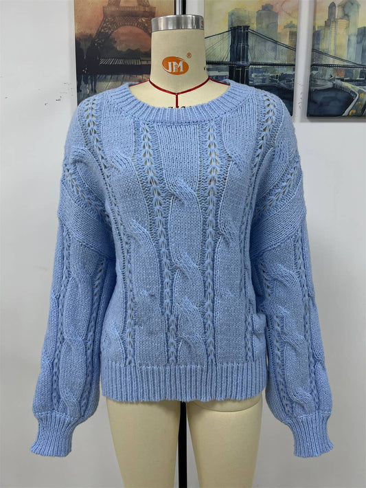 CWOSWL1401_Crew Neck Pullover Casual Sweater