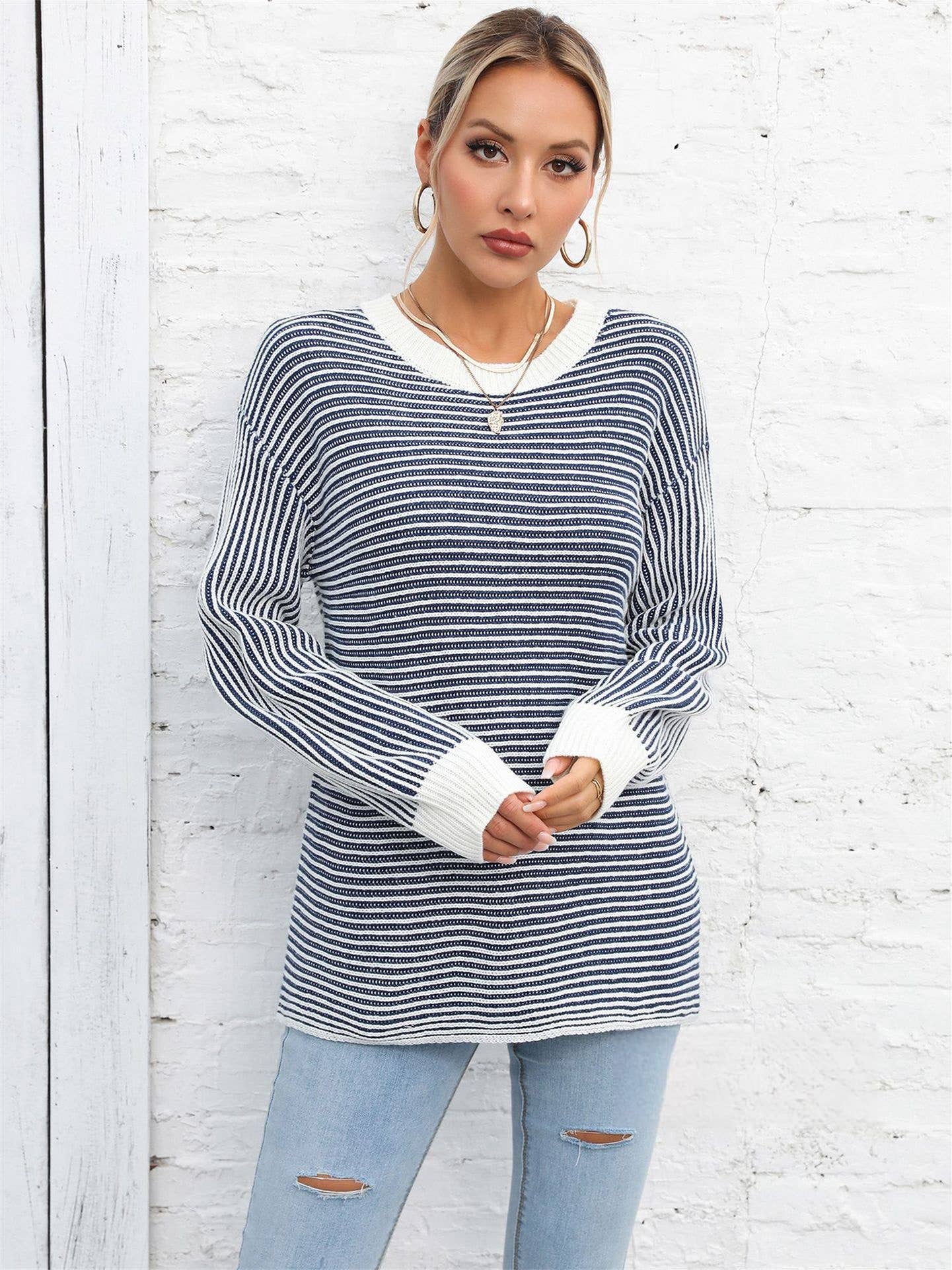 CWOSWL1037_Casual Crew Neck Pullover Long Sleeve Sweater