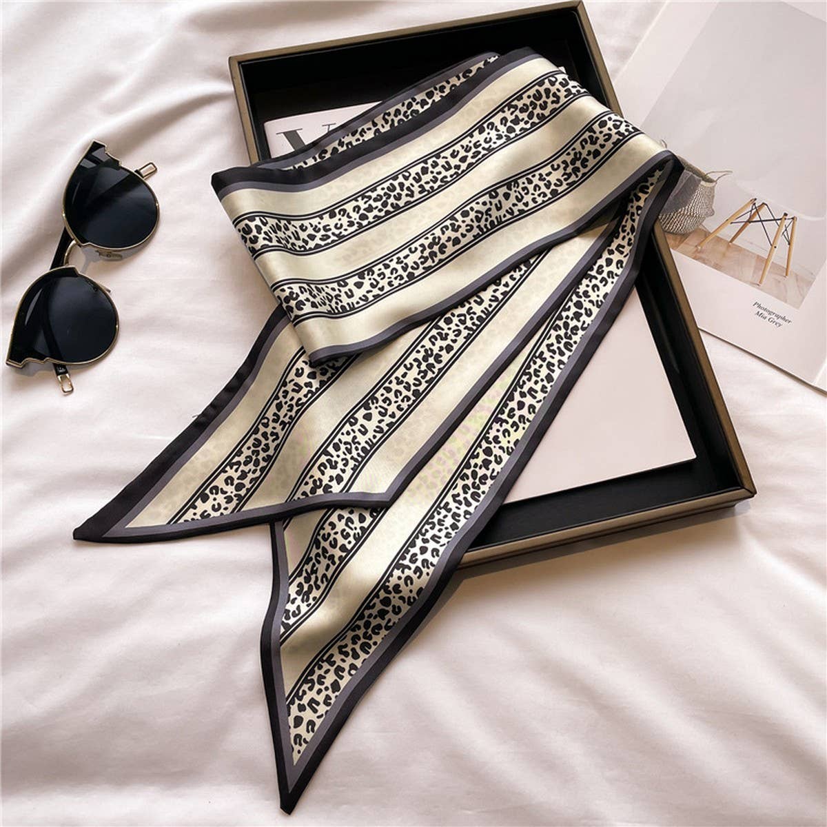THIN SCARF FASHION PRINT RIBBON HEAD SCARF