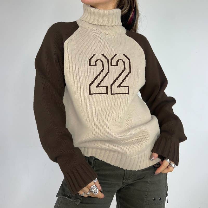 DIGITAL PATCHWORK TURTLENECK WITH ROTATOR SLEEVES