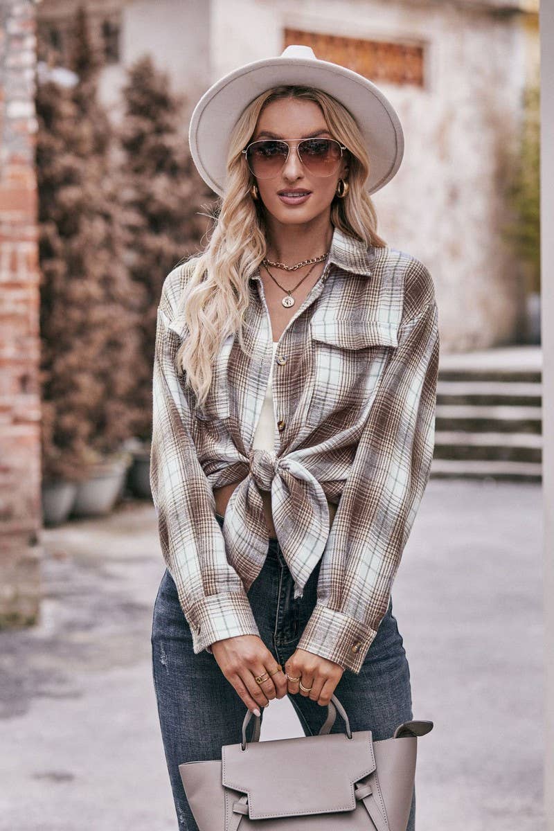 CWTSTL1691_OVERSIZE LOOSE LONG SLEEVE PLAID SHIRT