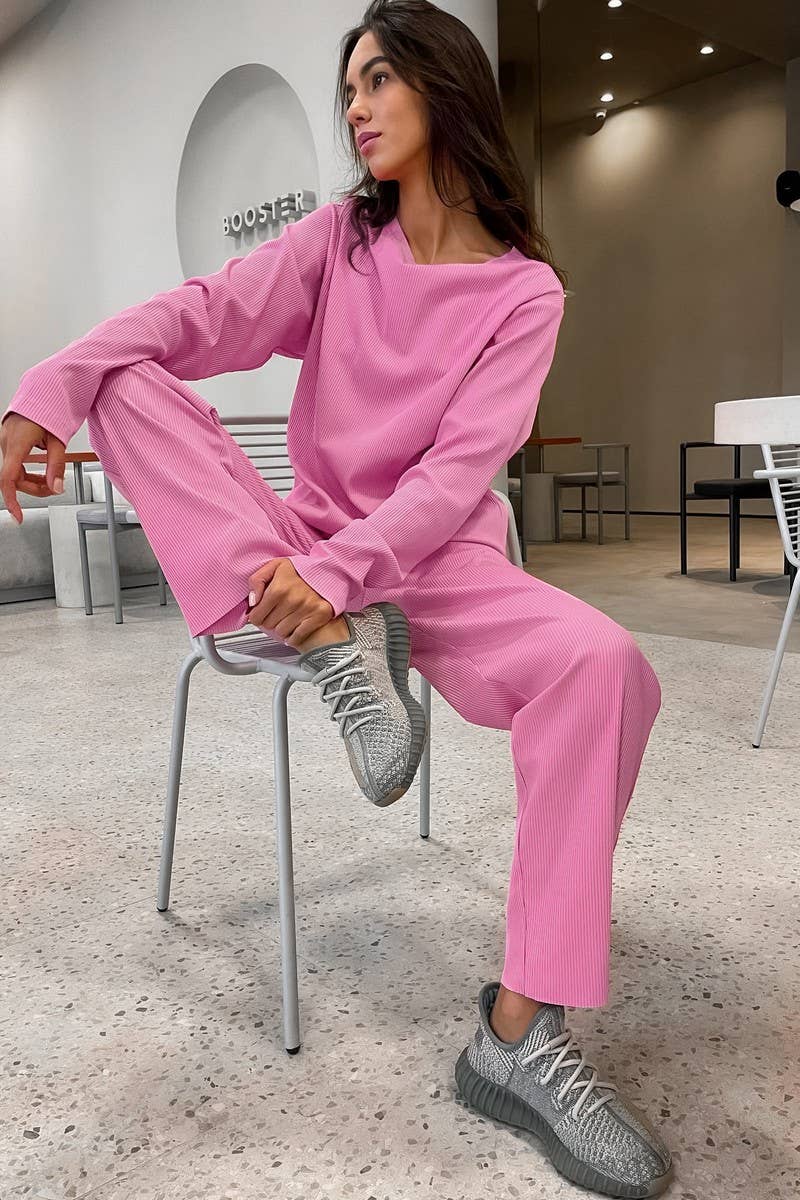 CWSPJ0294_LOOSE-FITTING LONG-SLEEVED TROUSERS PAJAMA SET