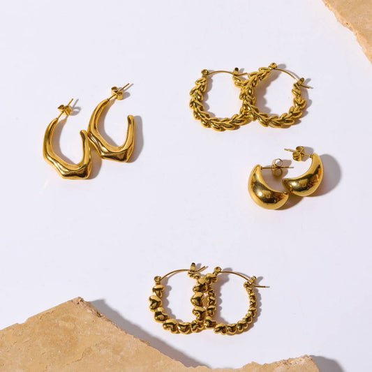 Simple personality cool style bamboo hoop earrings_CWMM5722