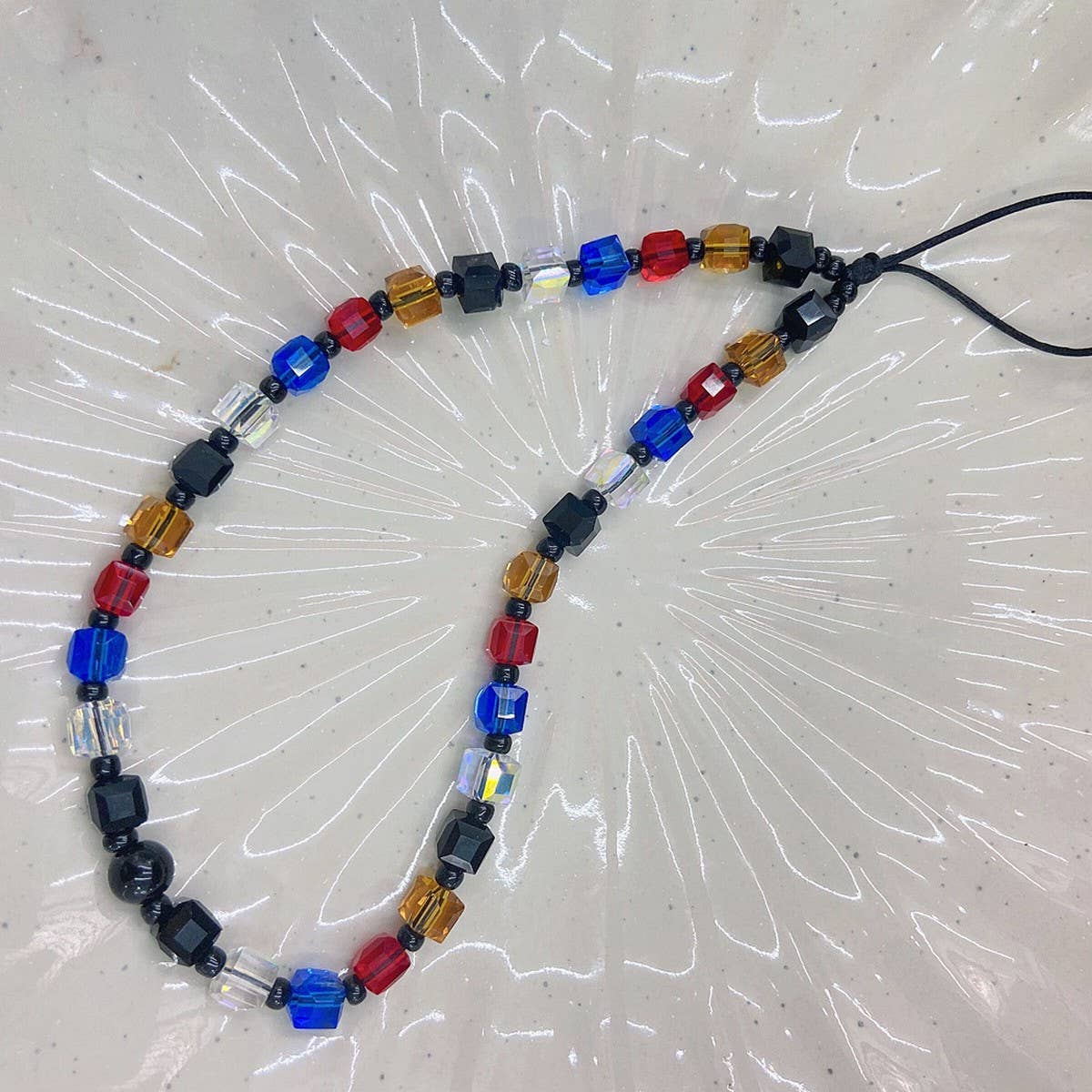 CWMM8721_BOHEMIAN LOOP COLORFUL SQUARE MOBILE PHONE CHAIN