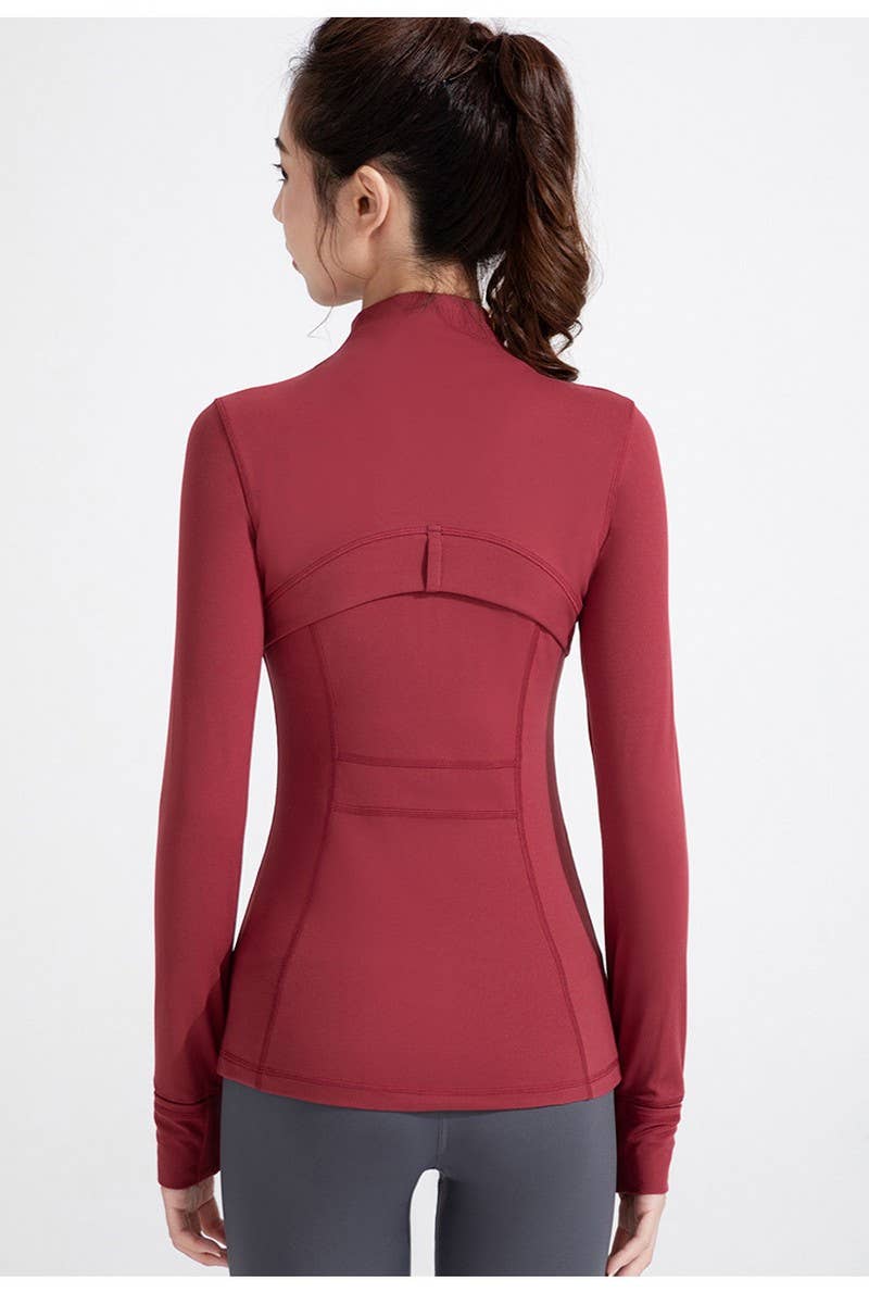 CWOCO1026_STAND COLLAR SPORTS LONG SLEEVE ZIP UP COAT