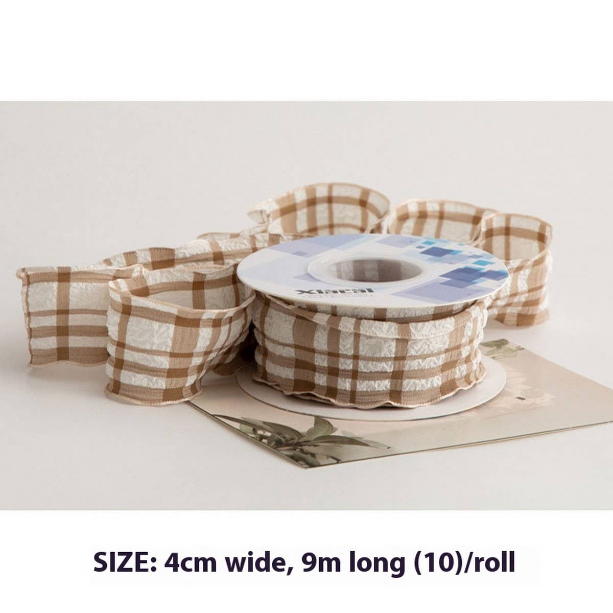 COLORFUL PUFF PLAID RIBBON FISHTAIL YARN RIBBON