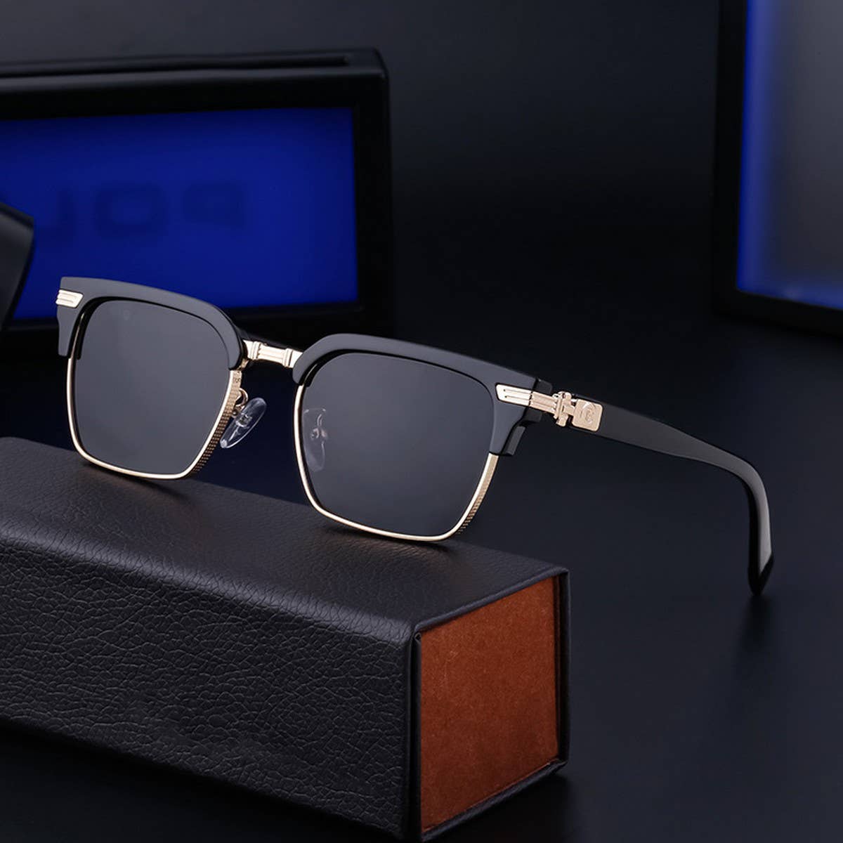 VINTAGE POLARIZED EYEBROW FRAME SUNGLASSES