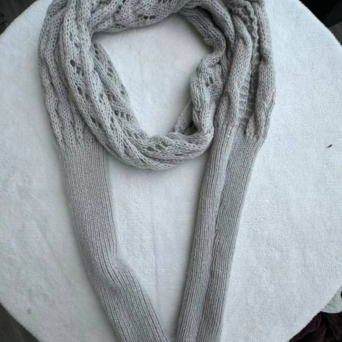 CWASC1793_TWISTED HOLLOW LONG SLEEVE SHAWL COLLAR SCARF