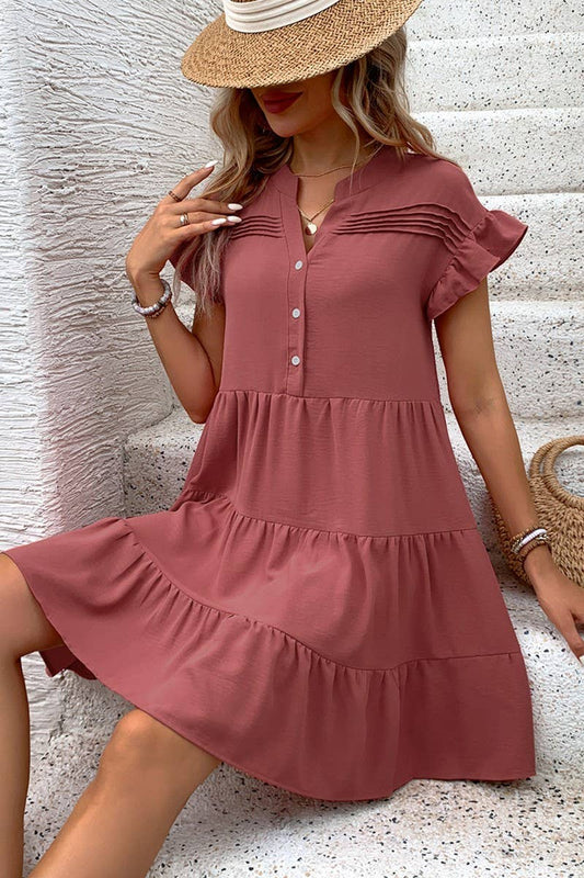 CWDSD7158_SUMMER SIMPLE CASUAL RUFFLED VERSATILE SHORT SKIRT