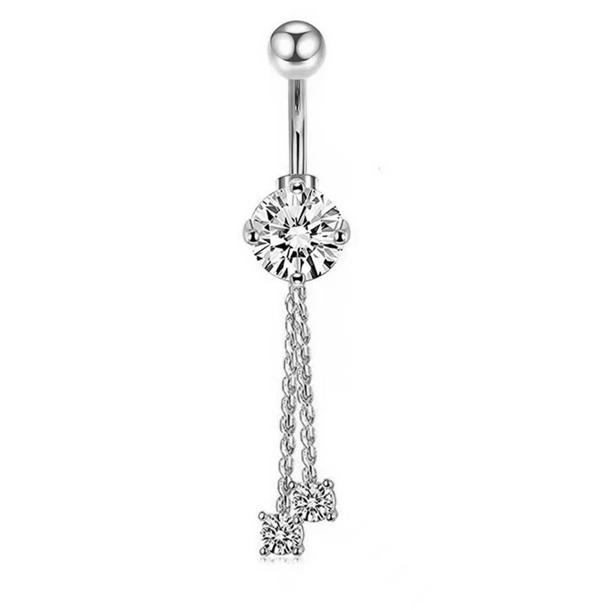 Heart & Butterfly CZ Belly Ring ? Body Jewelry