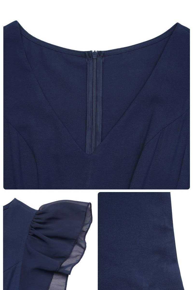 CWSJS1760_SOLID LACE TRIM V-NECK SHORT SLEEVE JUMPSUIT