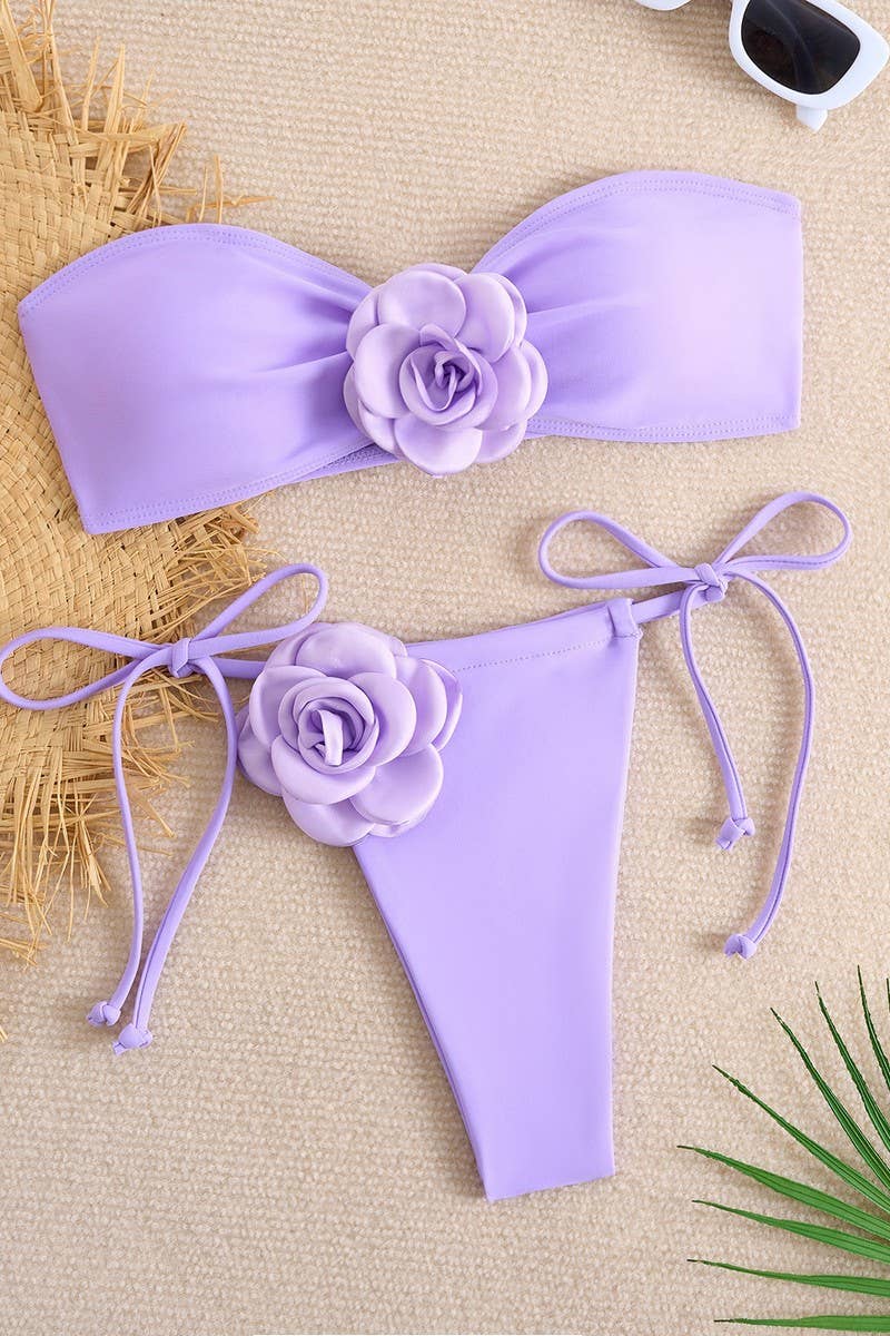 CWMW0872_THREE-DIMENSIONAL FLOWER TWO-PIECE SWIMSUIT