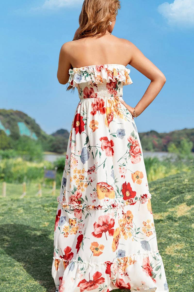 CWDMD5780_NEW SEXY SLEEVELESS SUSPENDER PRINTED DRESS