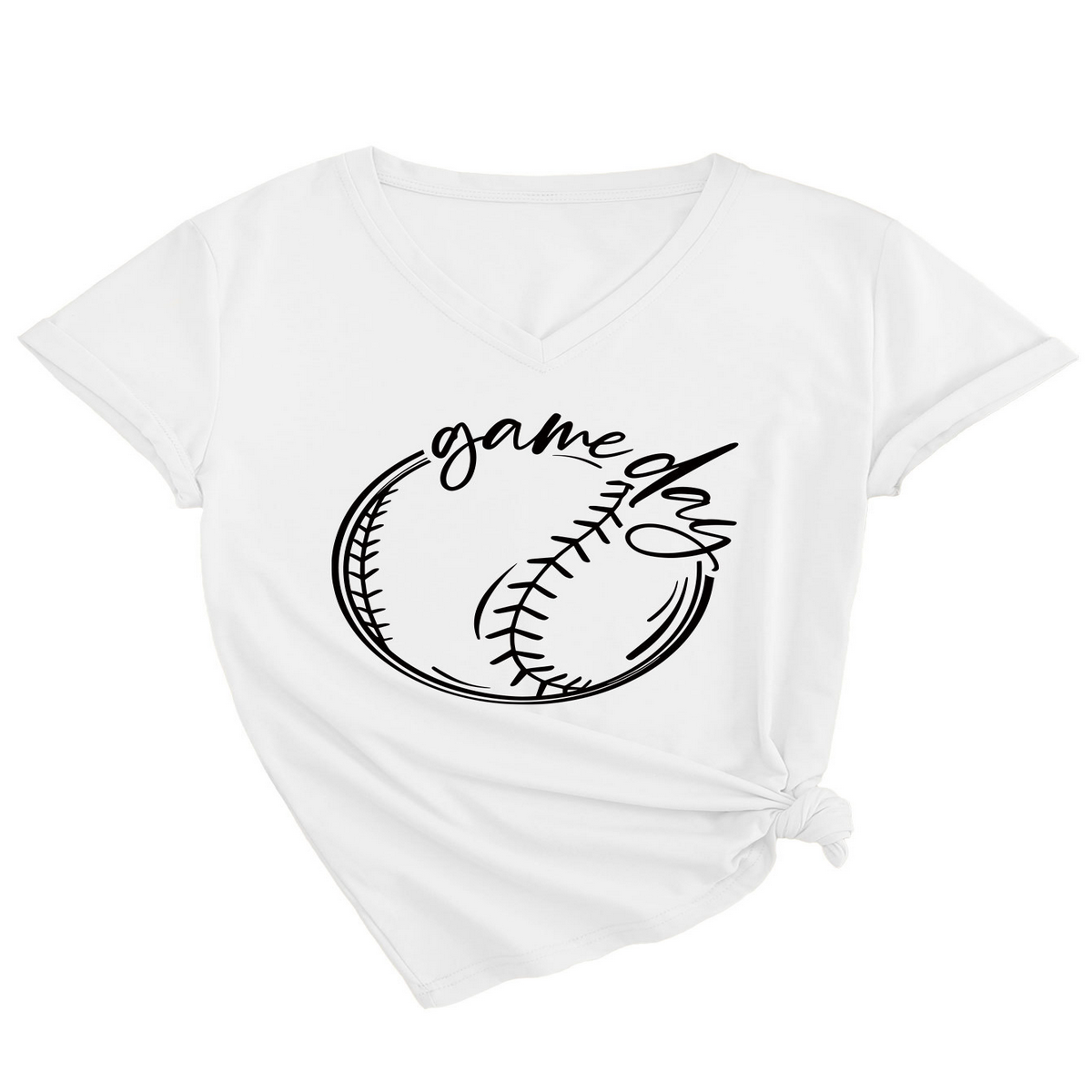 Casual Women?™s Tee ??Game Day V-Neck Design_CWTTS1535