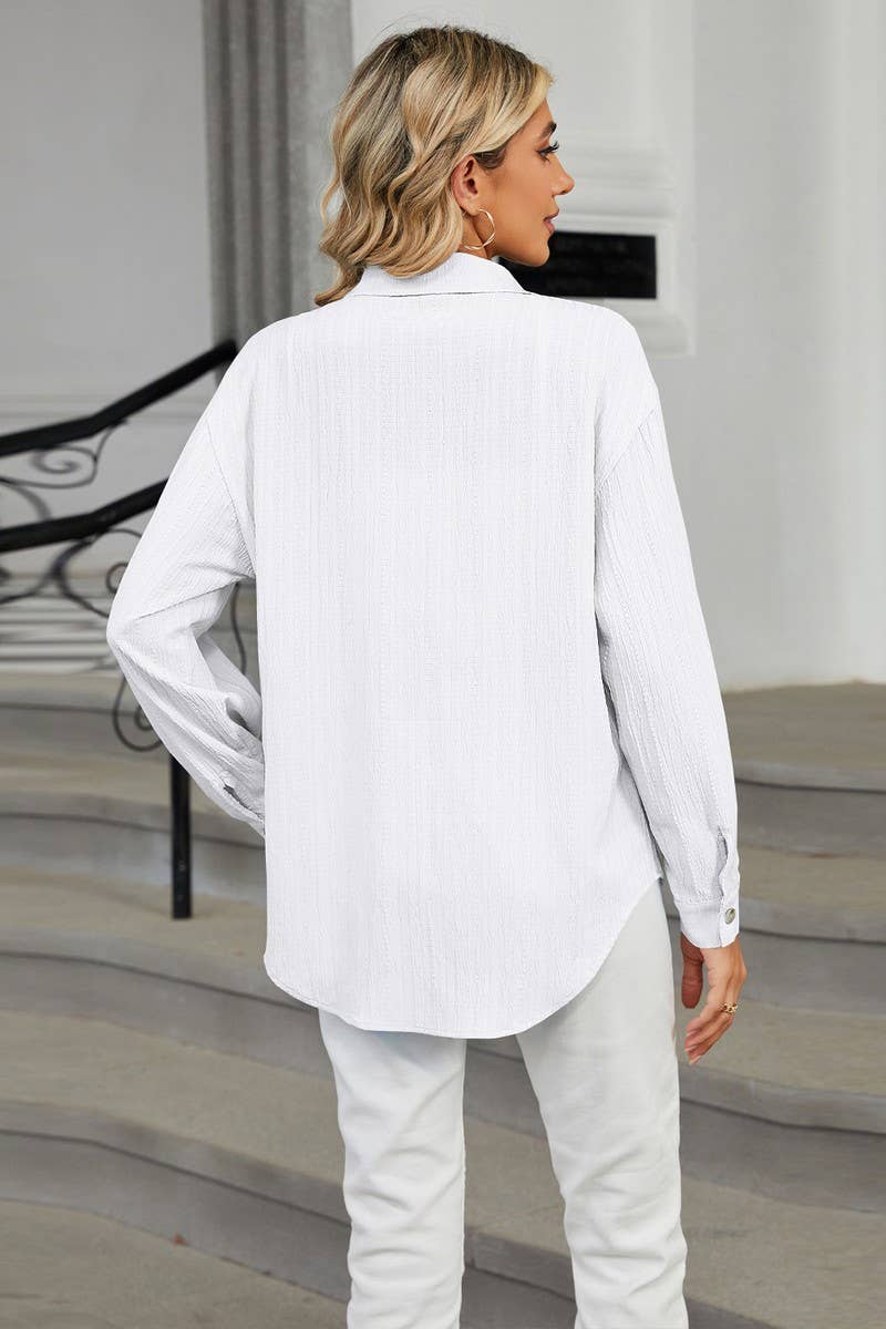 CWTSTL2065_CASUAL LAPEL SINGLE BREASTED LONG SLEEVE SHIRT