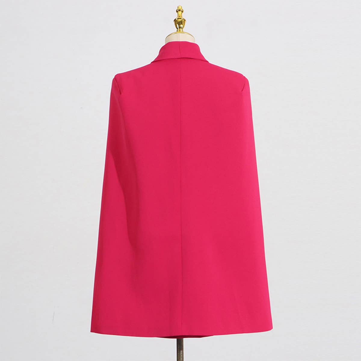 Chic Patchwork Cape Blazer with Waist Tie_CWOCO1253