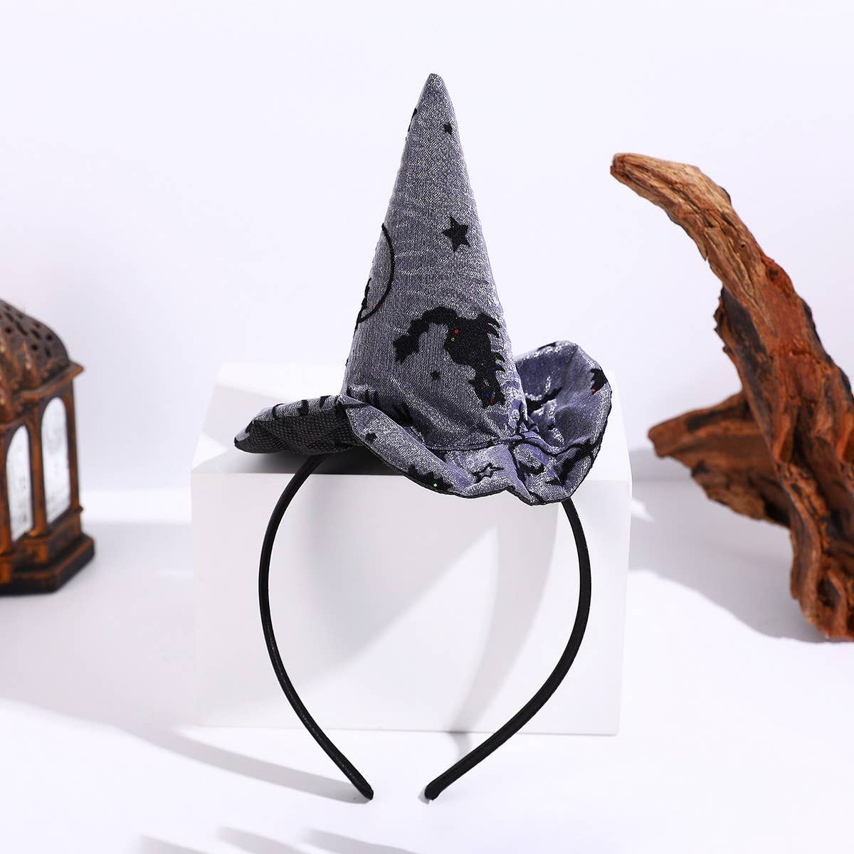 CWAH4024_HALLOWEEN FUNNY ANGEL HAT SKULL HAIR BAND