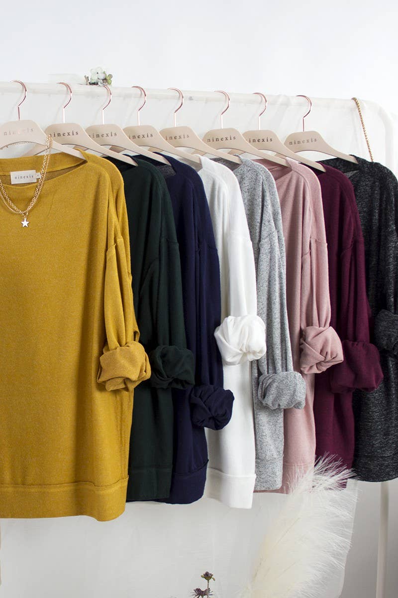 CWTTL1507_ NECK PULLOVER SWEATER KNIT TOP WITH RAW SEAM