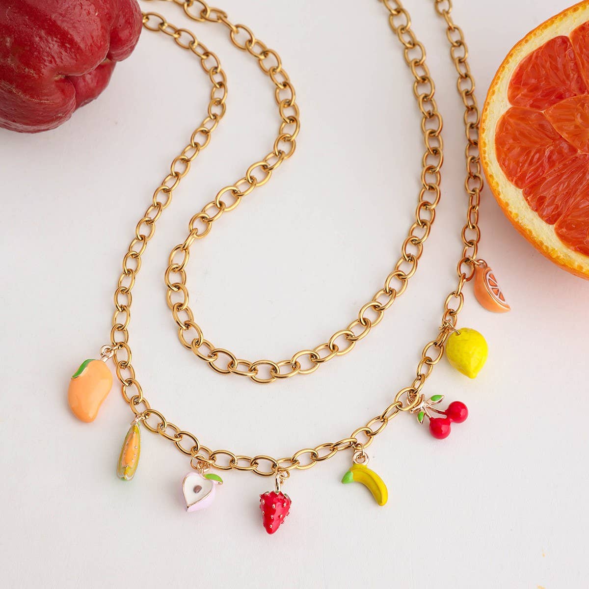 Luxury 18K Gold Grape Drop Pendant Bracelet