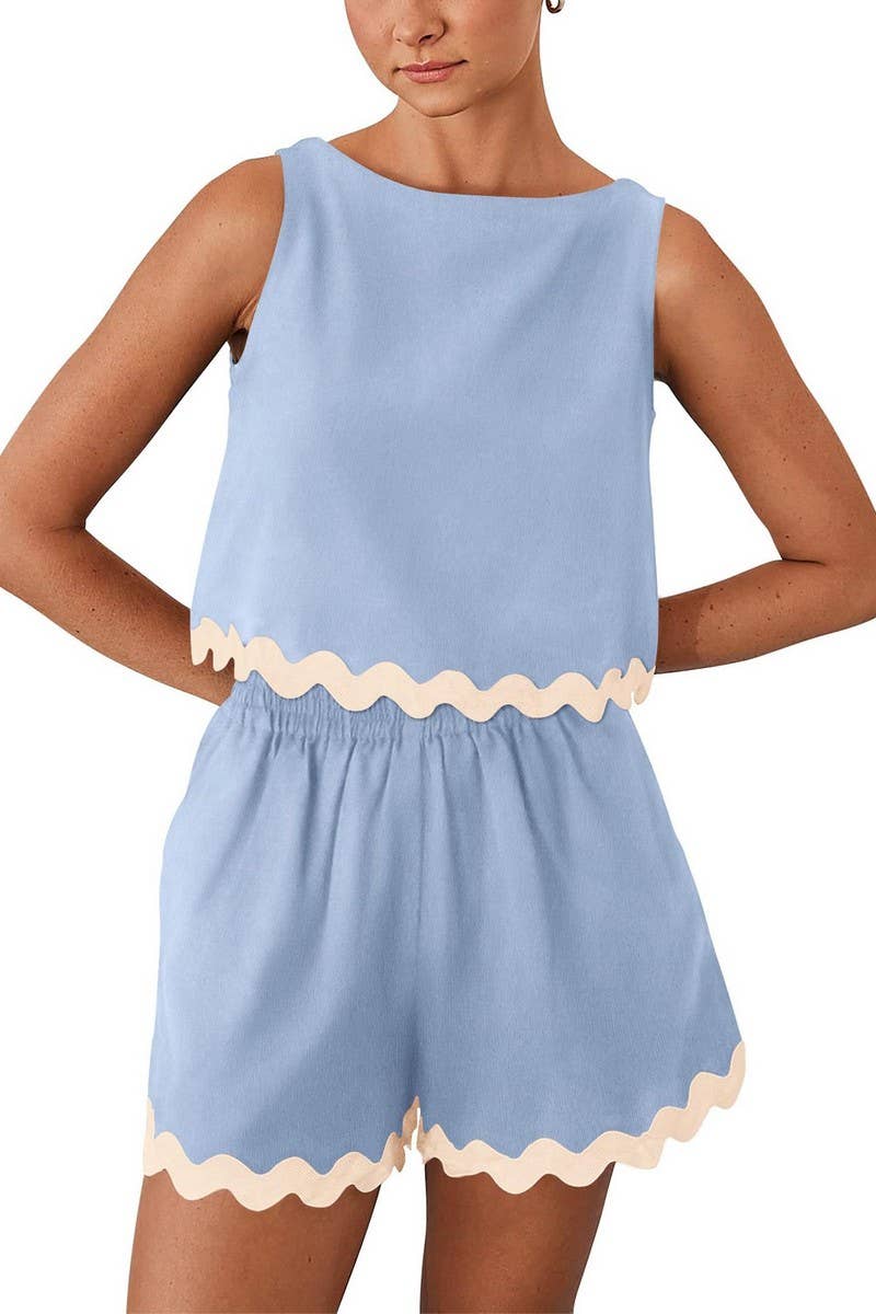 CWSTB0577_ CREW NECK TANK TOP AND SHORTS TWO PIECE SET