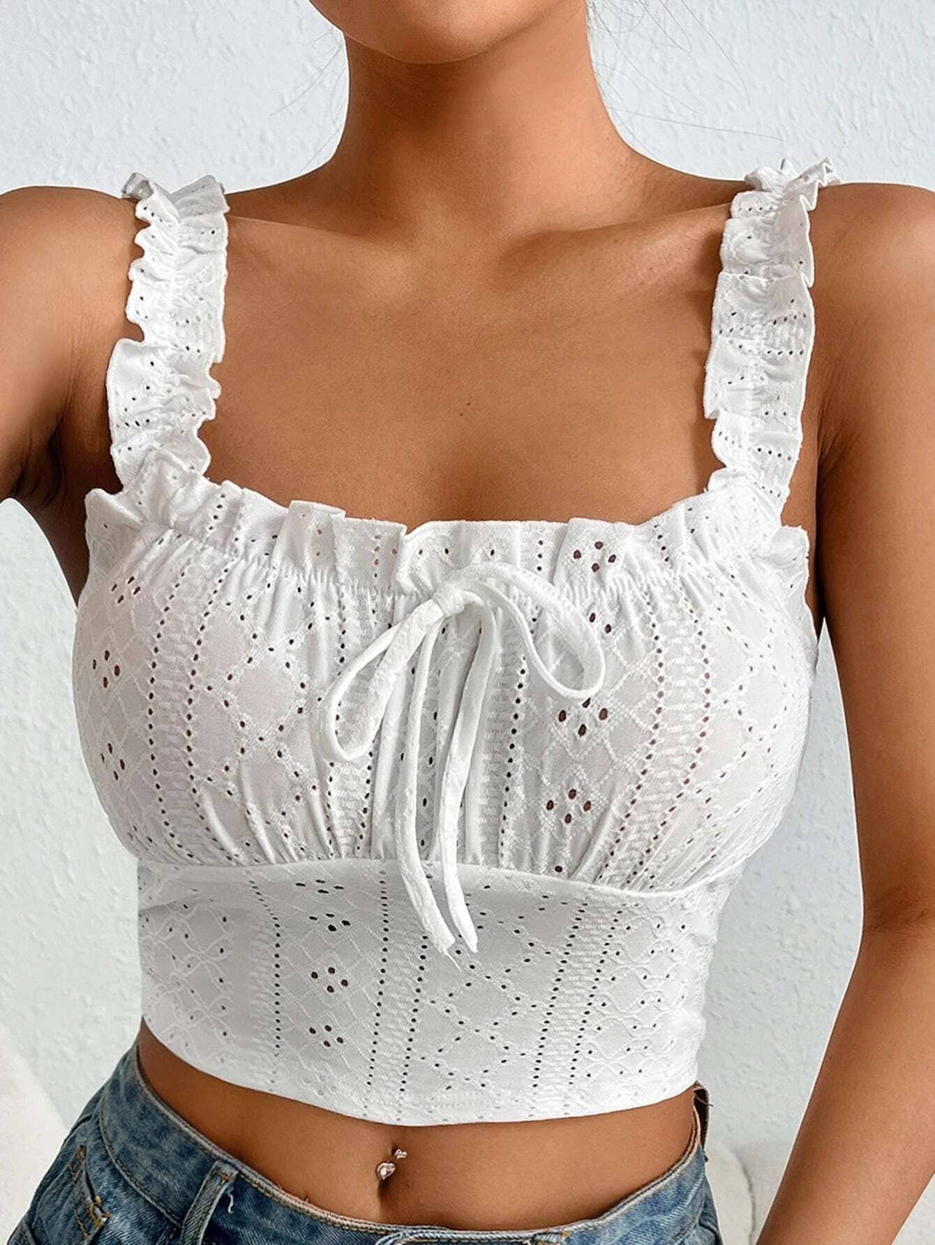 Basic elegant lace trim bodycon tank top