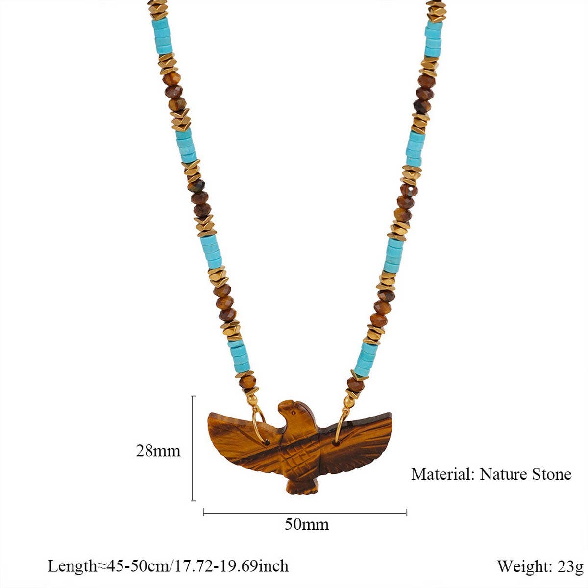 Handmade Eagle Necklace with Gemstone Beads