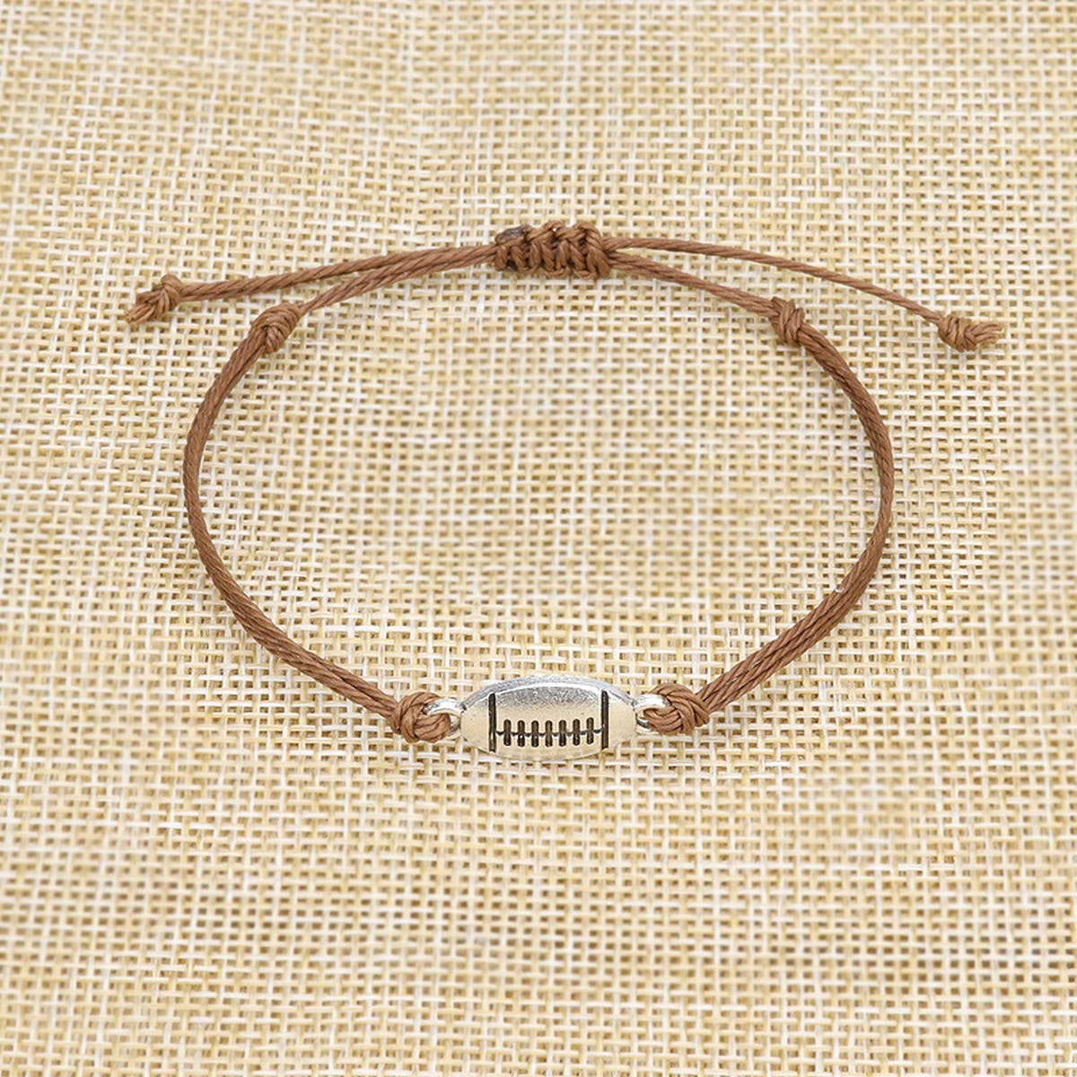 WATERPROOF WAX THREAD WOVEN FOOTBALL BRACELET