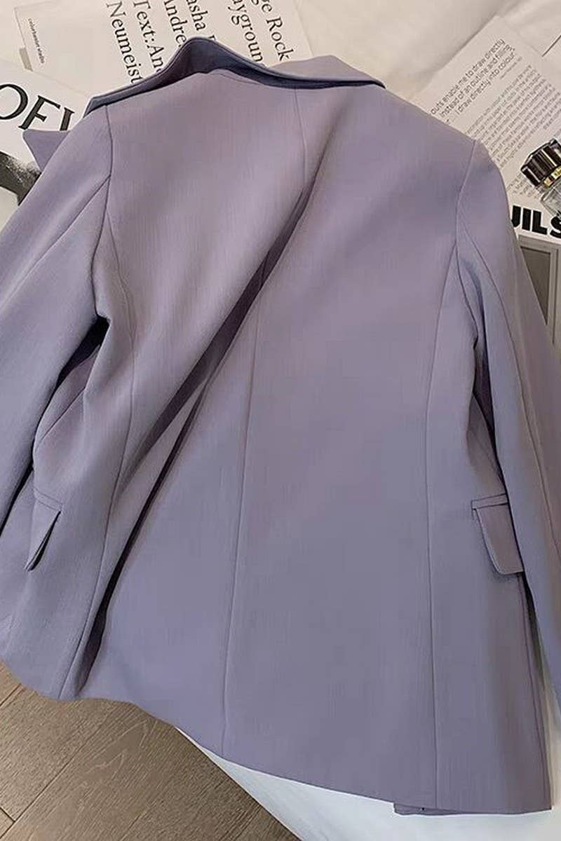 CWOBL0140_SOLID COLOR LONG SLEEVE BUTTON LAPEL BLAZER
