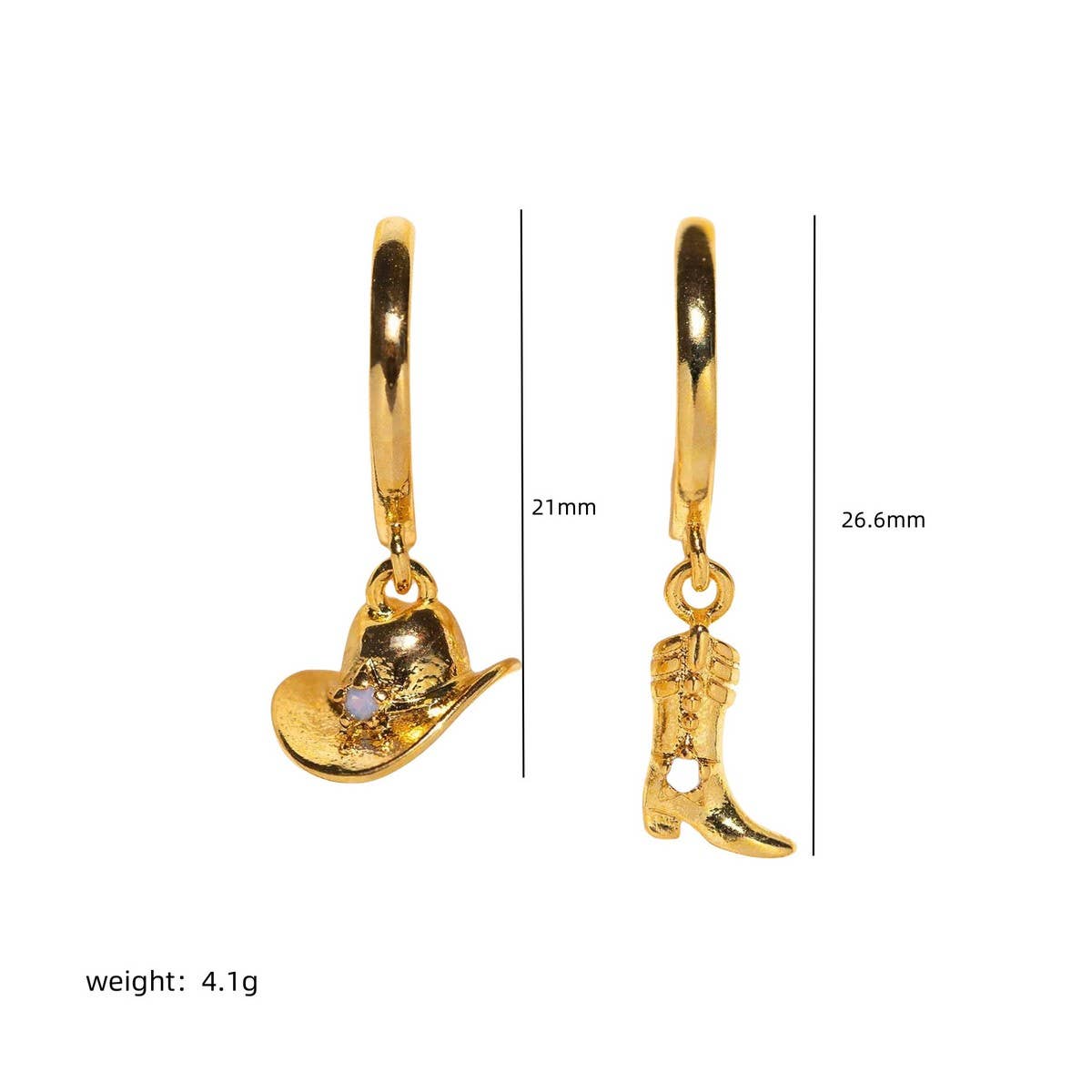Cowboy boots hat pendant earrings