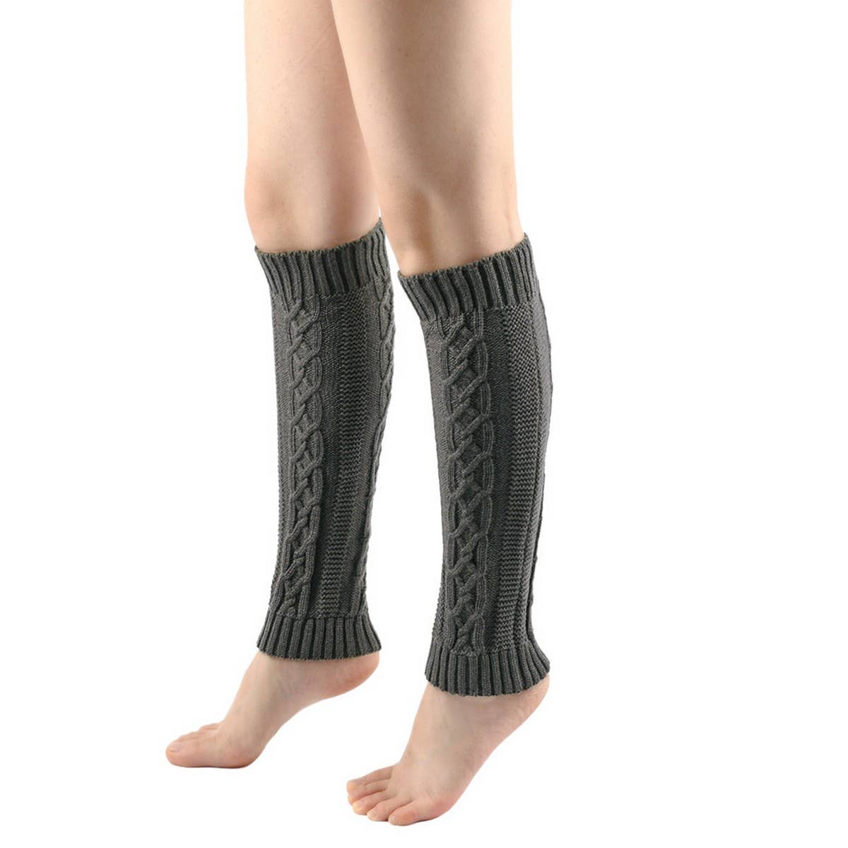 CWMS02675_CHUNKY LEG WARMERS WOMEN SLOUCHY CABLE SOCKS