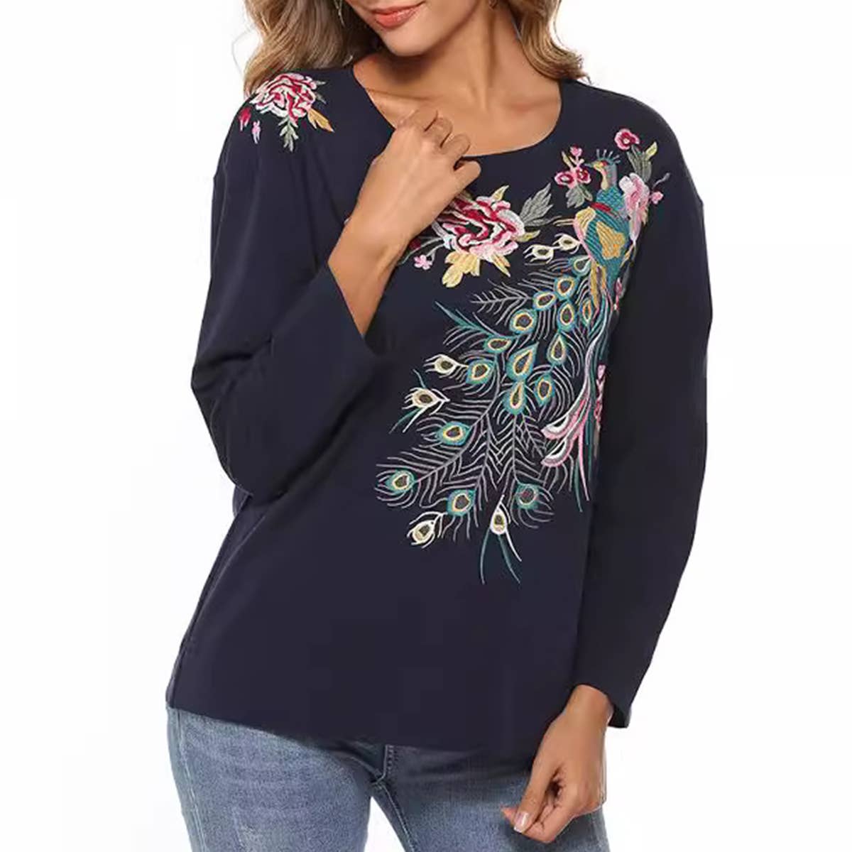 EMBROIDERED  LONG SLEEVE BLOUSE LADIES BLOUSE