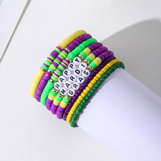 MULTI-LAYERED POLYMER CLAY LETTER BRACELET SET