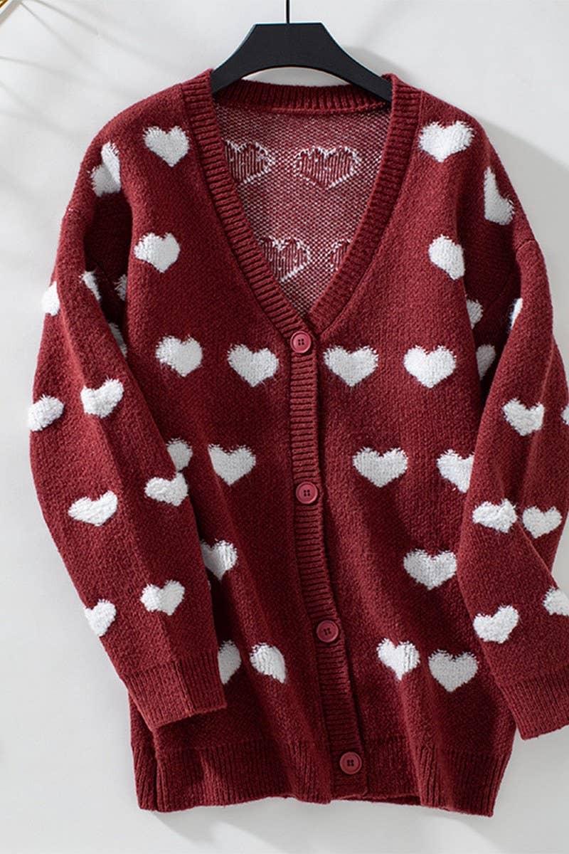 CWOCAL0856_EMBROIDERED HEART MID-LENGTH BUTTON KNIT CARDIGAN