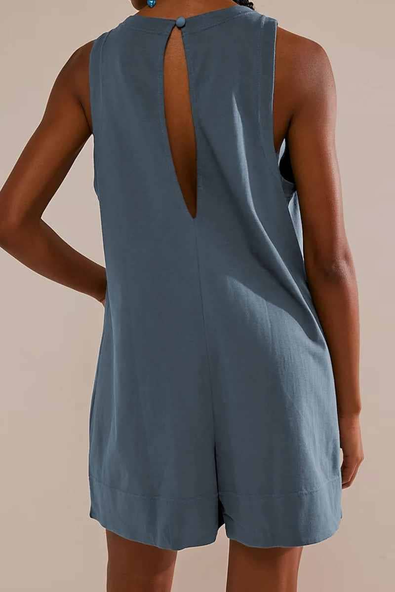 CWSJS1138_SUMMER SLEEVELESS CASUAL POCKET ROMPER