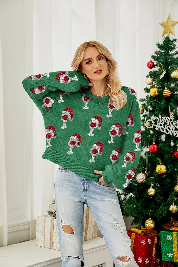 Cute bubbly cuff pullover Christmas sweater