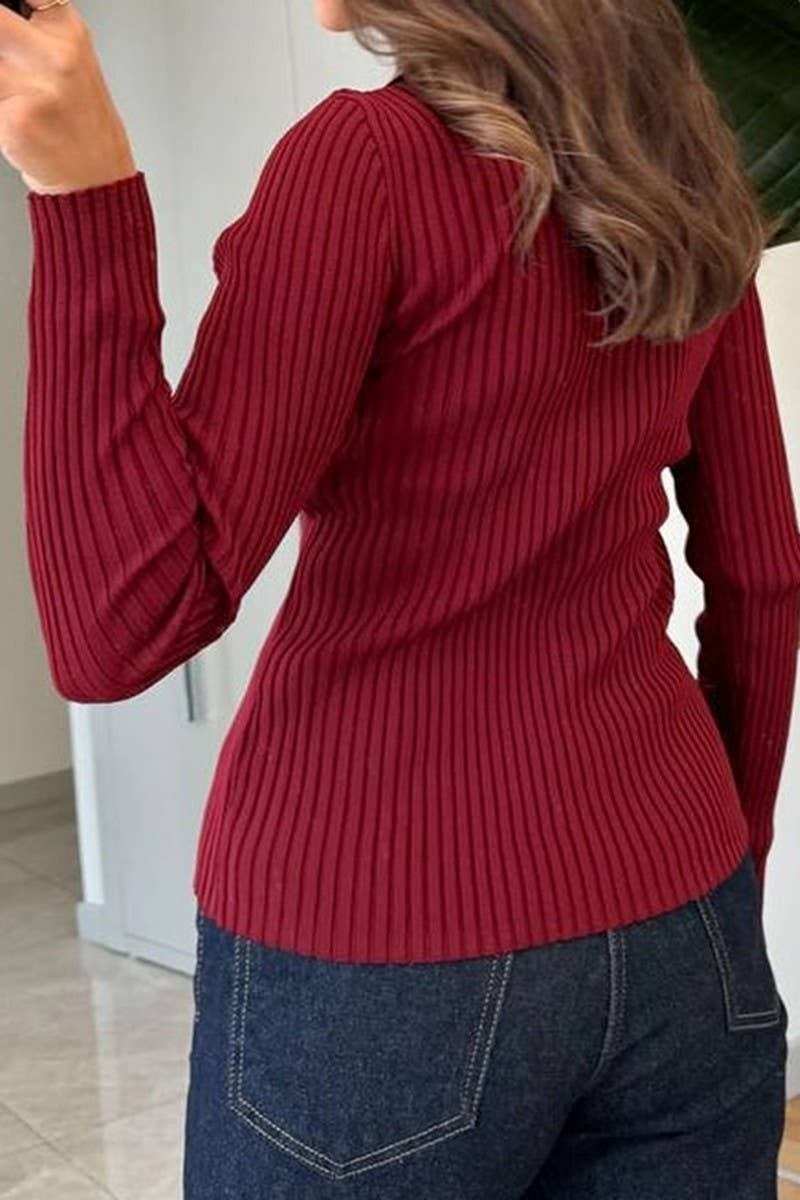 CWOSWL07485_CASUAL SIMPLE SOLID LONG SLEEVE KNIT SHIRT