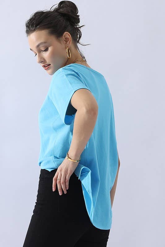 CWTTS691_LOOSE FIT ROUND NECK SHORT SLEEVE T SHIRT TOP