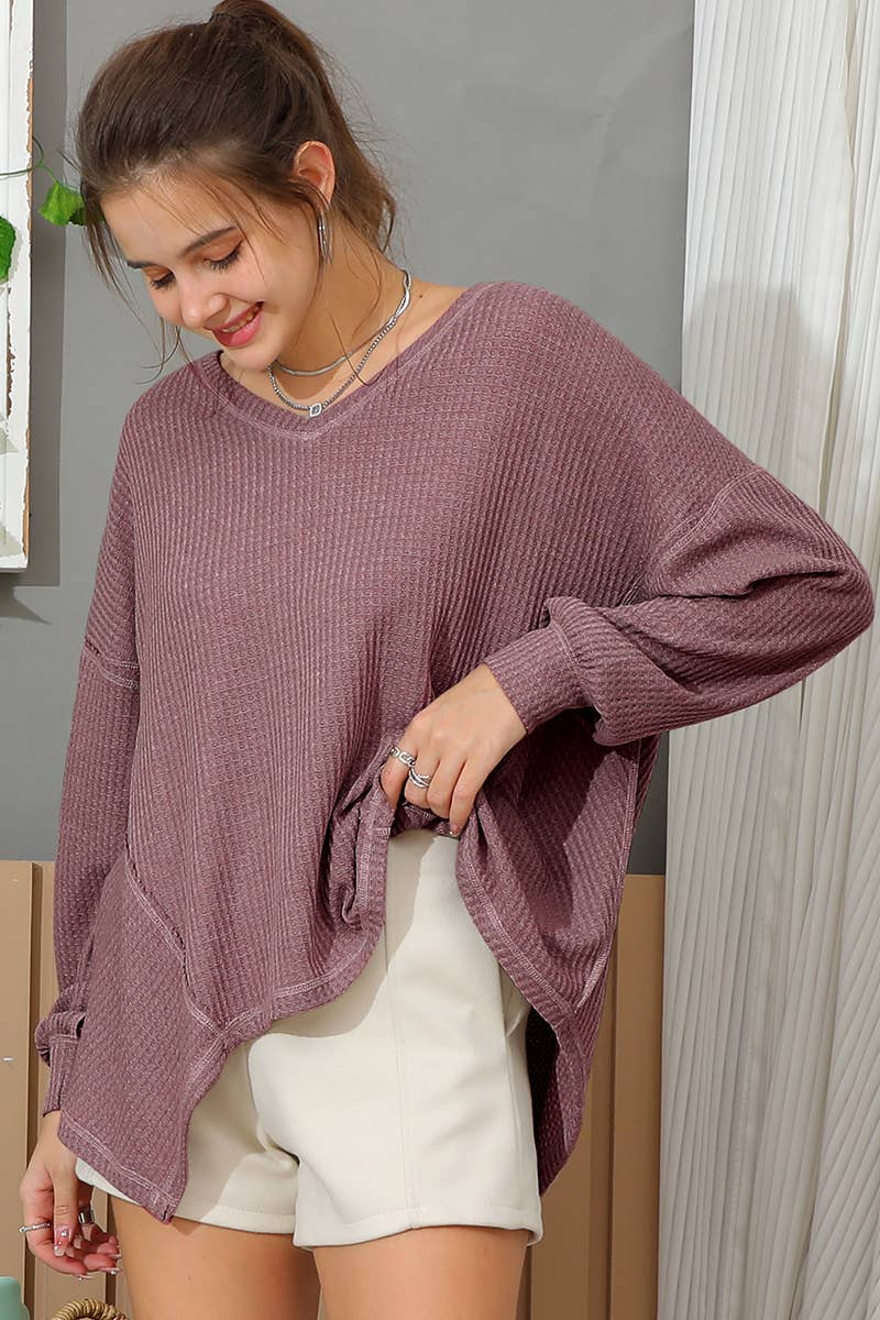 CWTTL1471_Casual Loose Fit Long Sleeve Tops