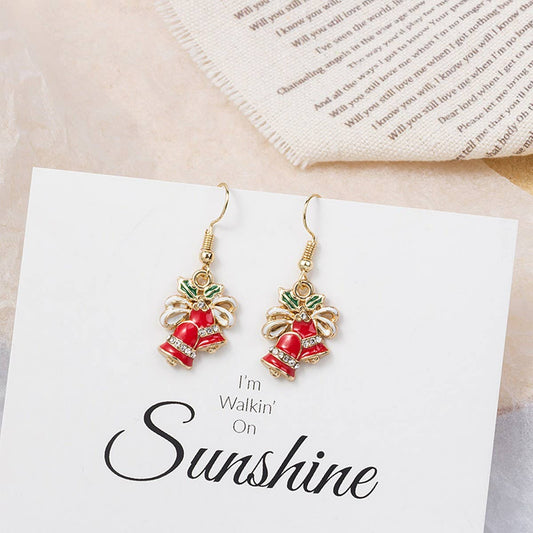 CHRISTMAS CREATIVE SWEET BOW BELL EARRINGS