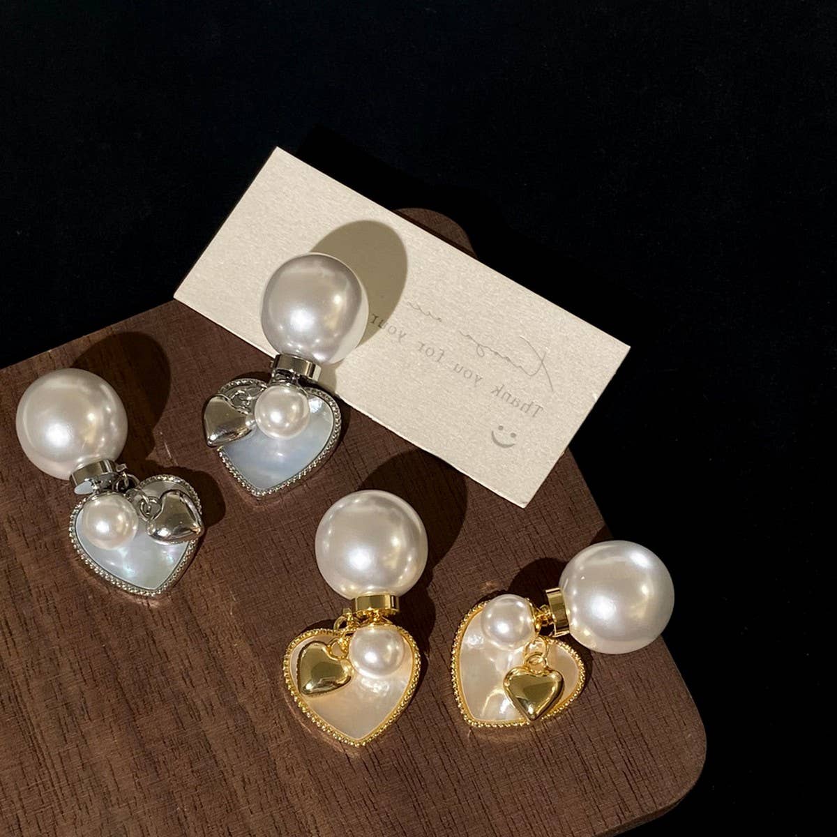 VALENTINE'S DAY HEART PEARL HIGH DESIGN EARRINGS