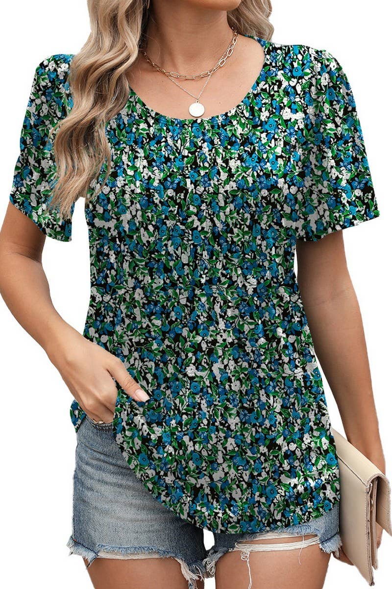 CWTTS1338_SUMMER ROUND NECK LOOSE PRINTED T-SHIRT