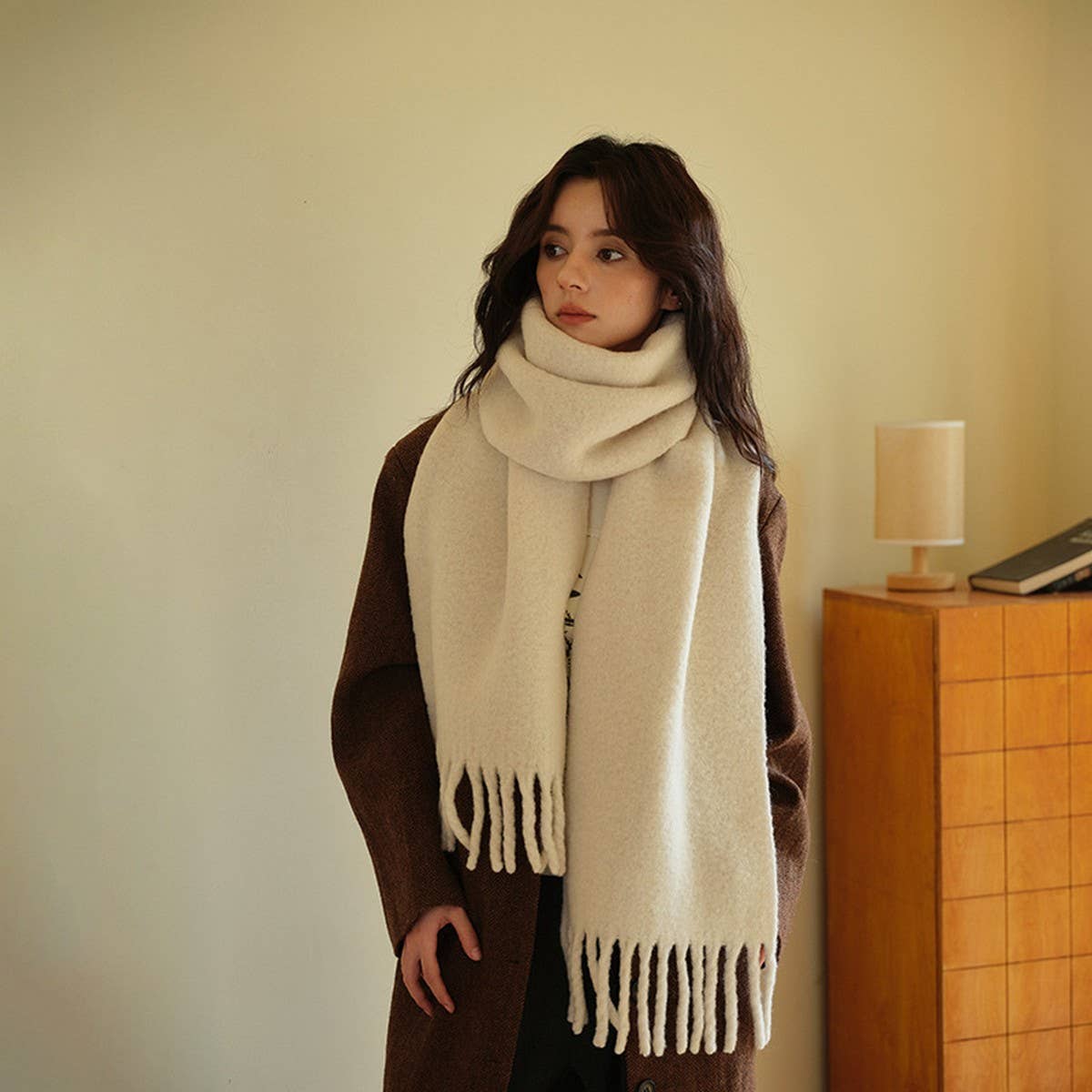 Alpaca Wool Blend Scarf ??5% Wool Soft Winter Wrap_CWASC2316