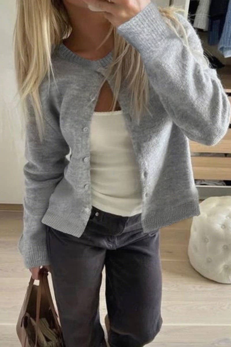 CWOCAL00751_CASUAL SIMPLE LONG SLEEVE KNIT CARDIGAN