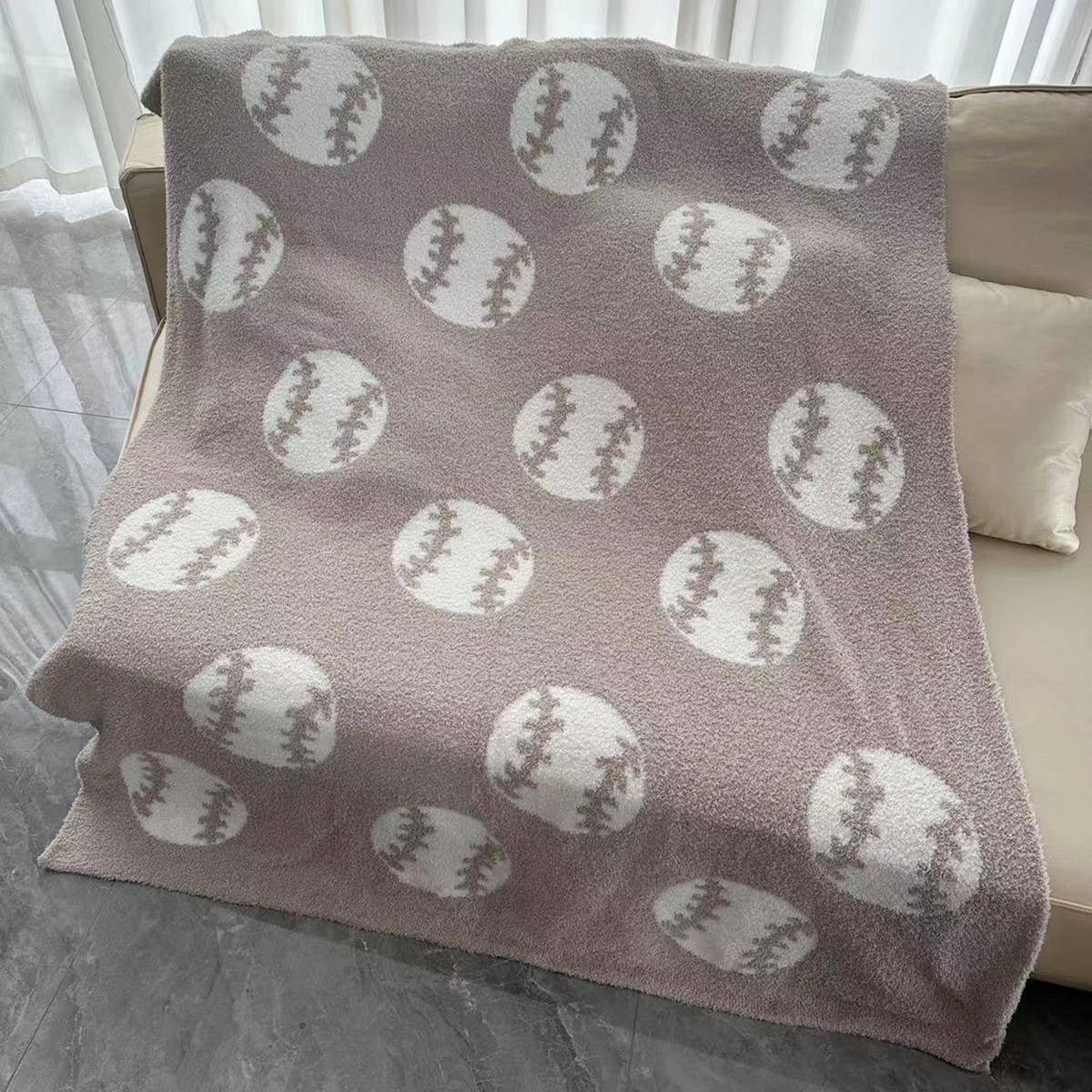 BALL BASEBALL PATTERN KNITTED BLANKET_CWMM0315