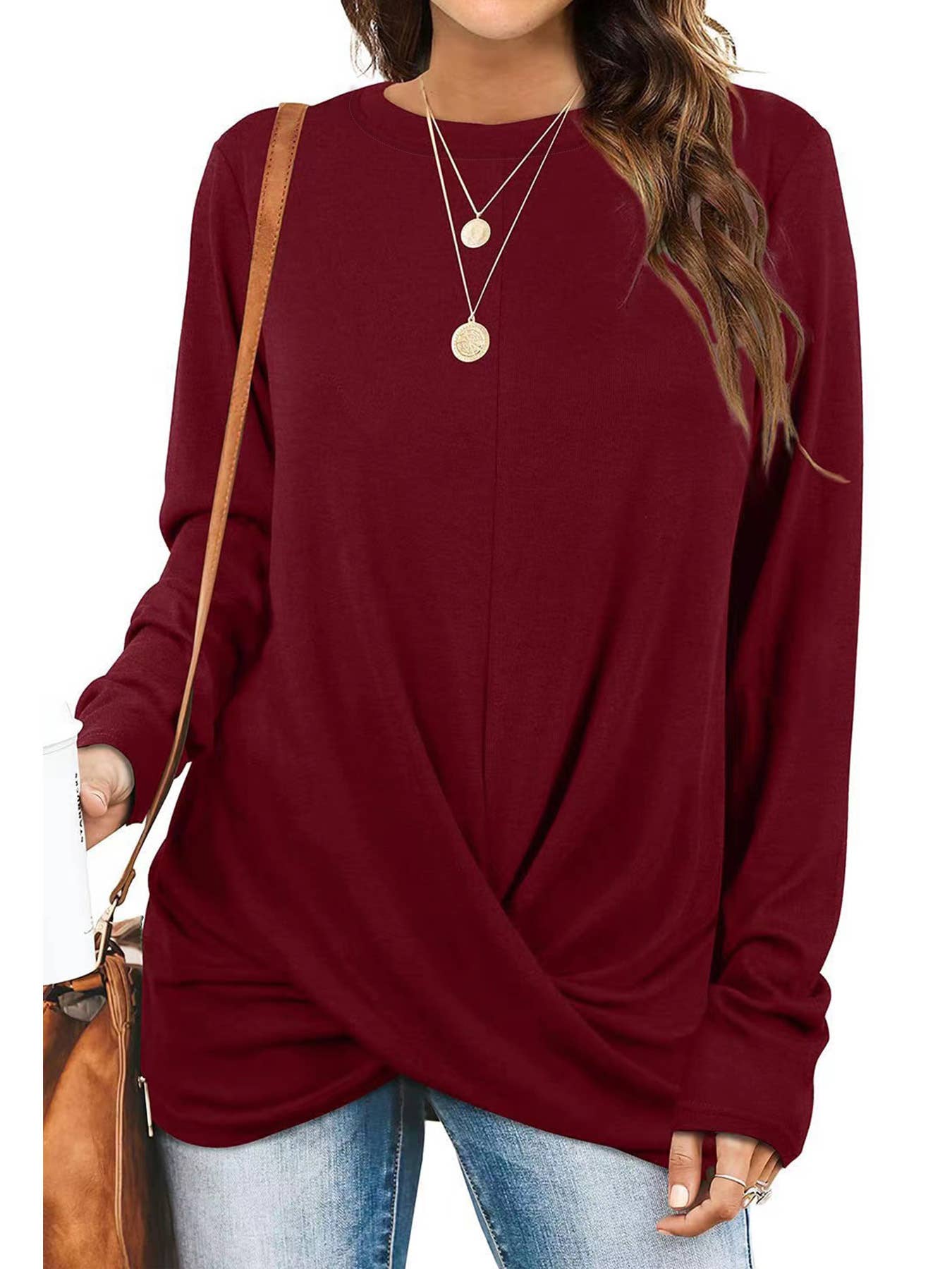 CREW-NECK LONG-SLEEVED SWEATSHIRT KNOTTED T-SHIRT