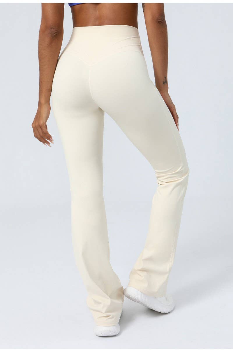 CWBLP1227_HIP-LIFTING HIGH WAIST FLARED FITNESS YOGA PANTS